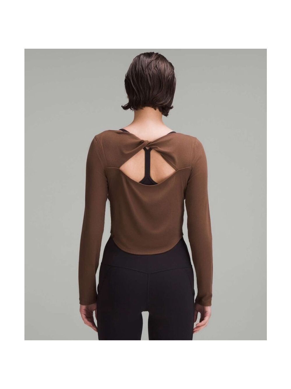 Lululemon Dark Brown Modal Silk Twist Back Long Sleeve Shirt Size 2